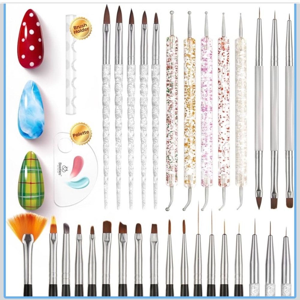 Beetles 31pcs nail art brushes starter manicure tools kit for fingernail drawing